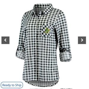 🆕 Concepts Sport Oakland Athletics Charcoal Wanderer Button-Up Nightshirt XL
